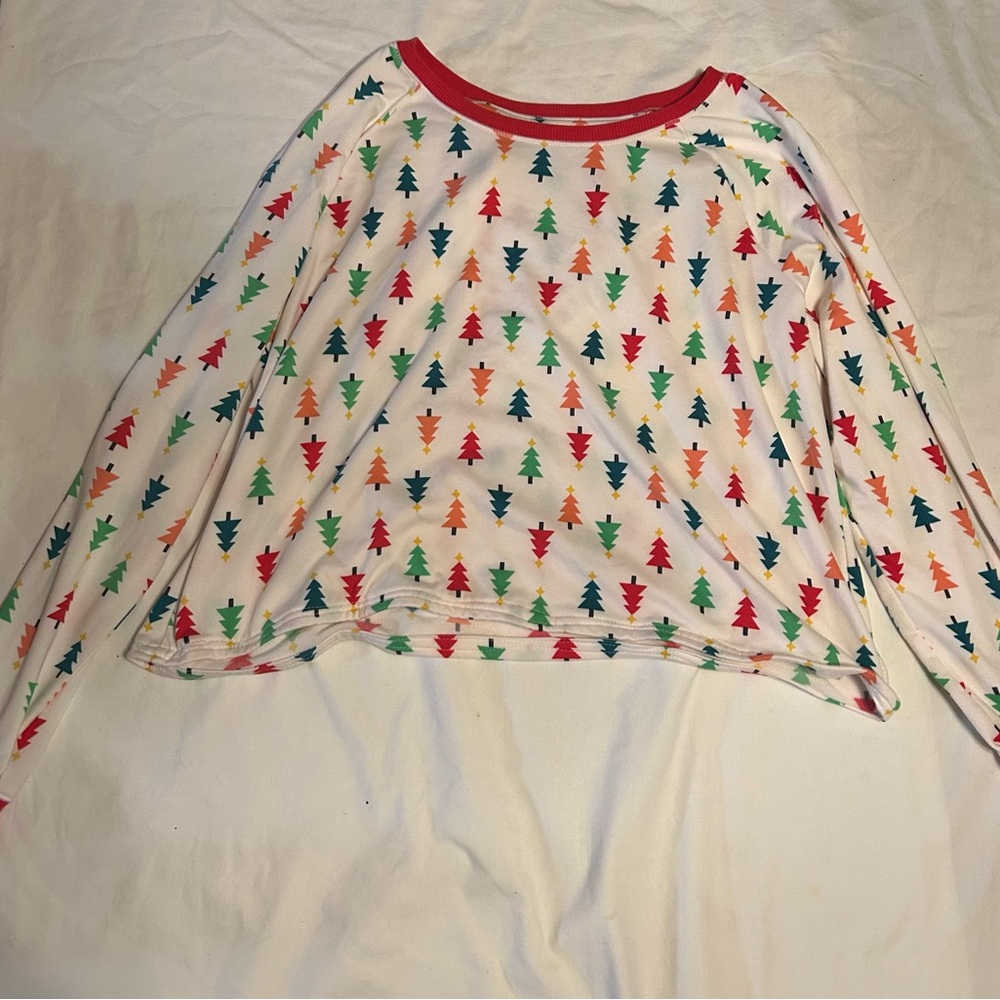 Festive Tree Print Pajama Top